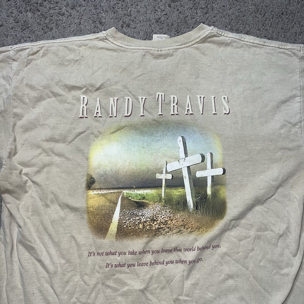 Vintage‎ Randy Travis Three Wooden Crosses Country Shirt XL RARE READ